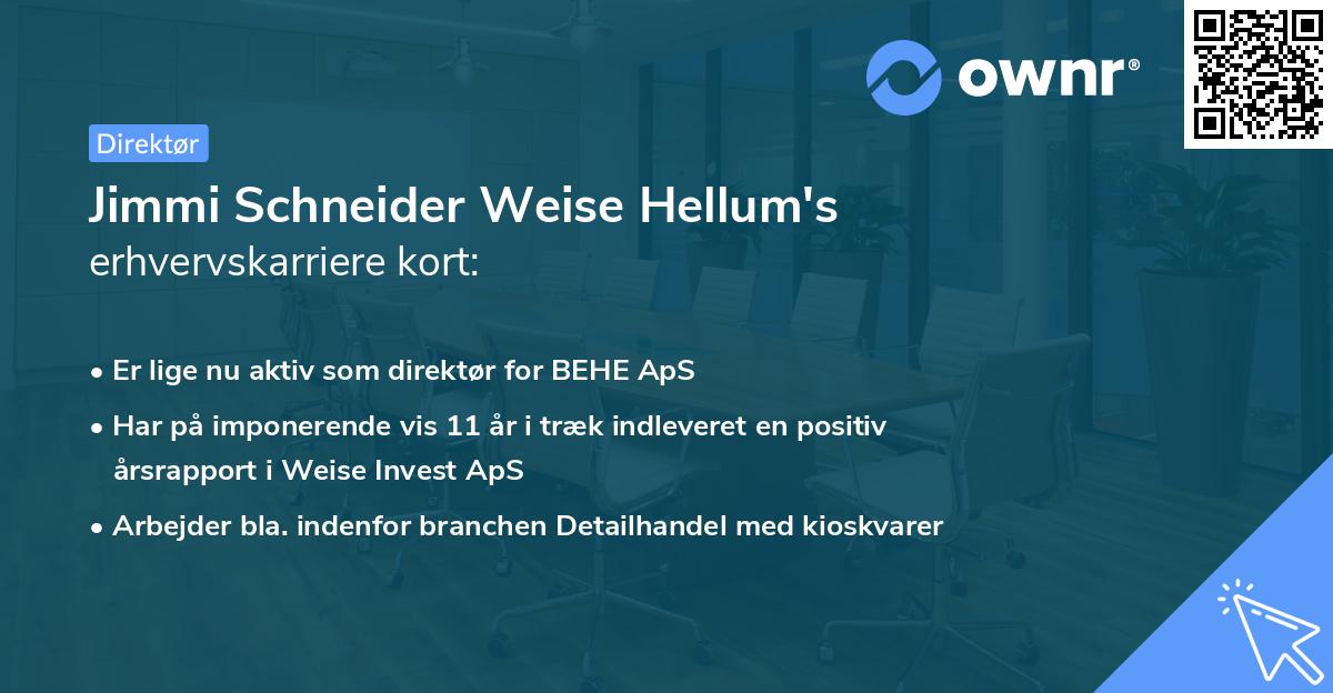 Jimmi Schneider Weise Hellum's erhvervskarriere kort