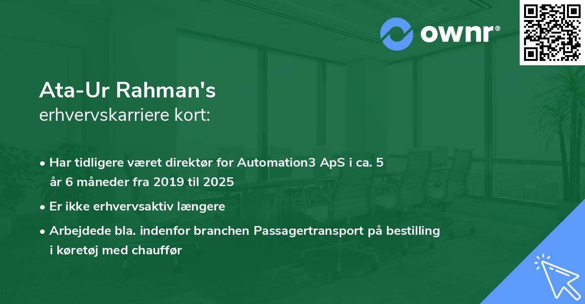 Ata-Ur Rahman's erhvervskarriere kort