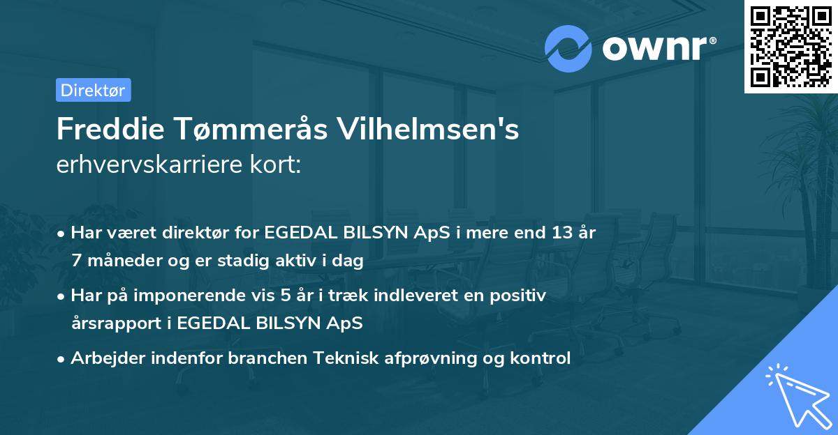 Freddie Tømmerås Vilhelmsen's erhvervskarriere kort