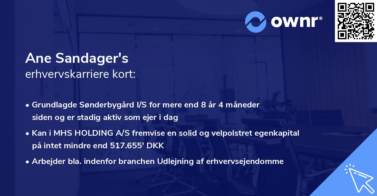 Ane Sandager's erhvervskarriere kort