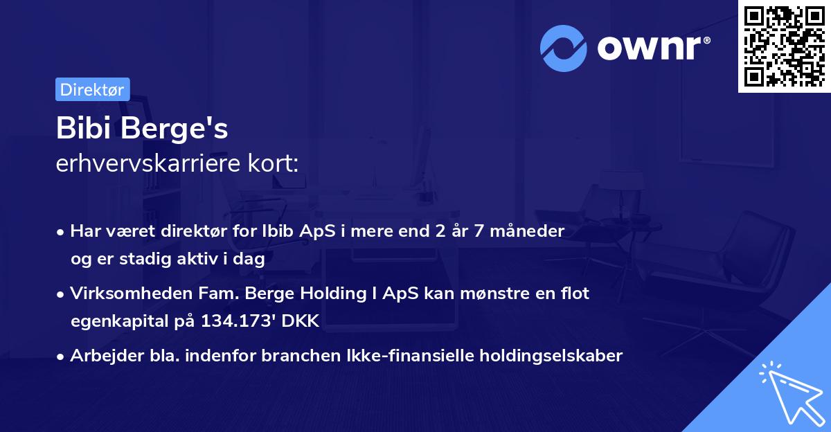 Bibi Berge's erhvervskarriere kort