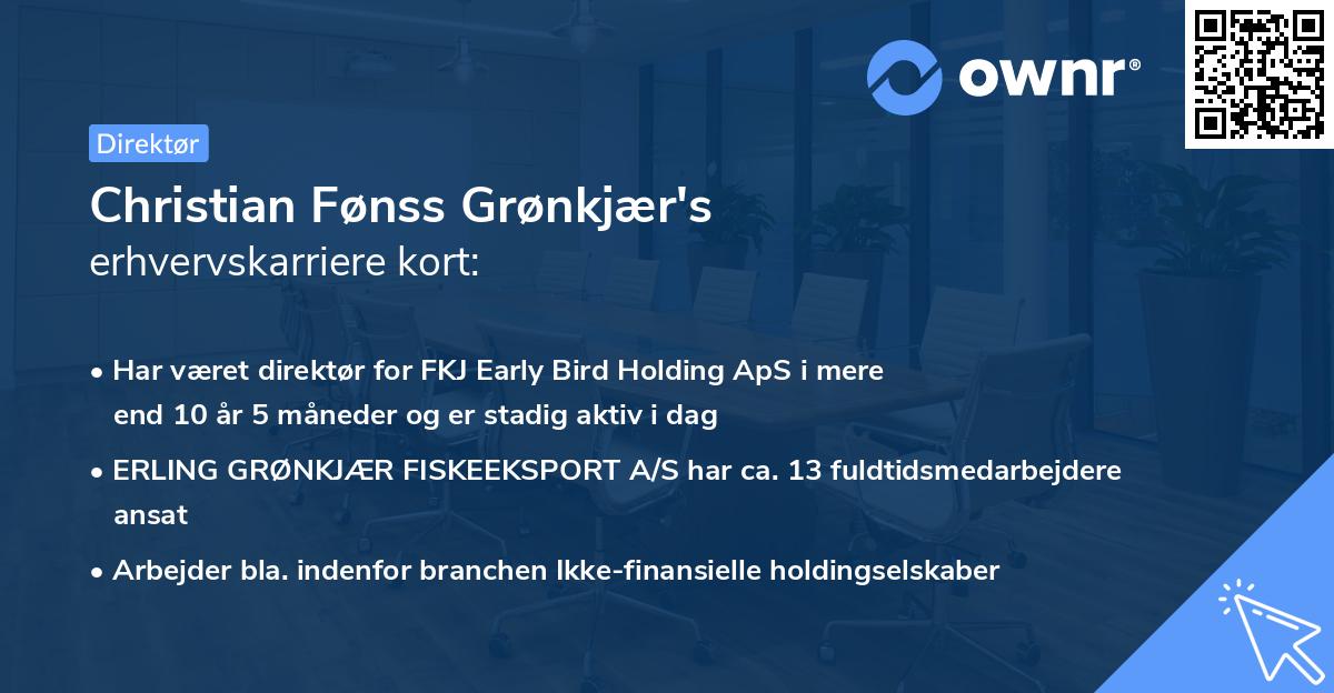 Christian Fønss Grønkjær's erhvervskarriere kort