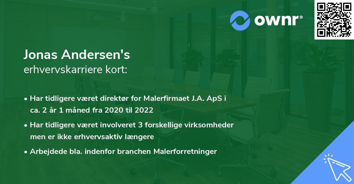 Jonas Andersen's erhvervskarriere kort
