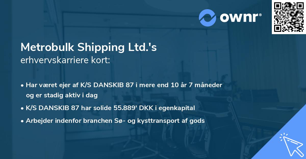 Metrobulk Shipping Ltd.'s erhvervskarriere kort