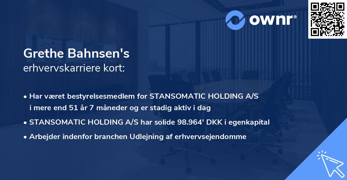 Grethe Bahnsen's erhvervskarriere kort