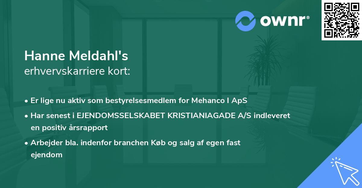 Hanne Meldahl's erhvervskarriere kort