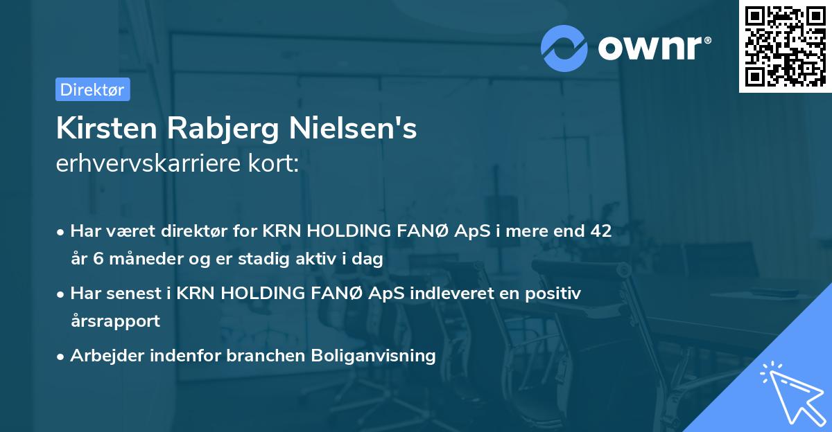 Kirsten Rabjerg Nielsen's erhvervskarriere kort