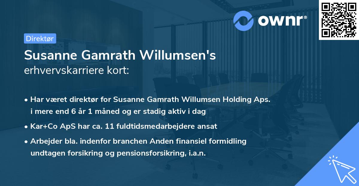 Susanne Gamrath Willumsen's erhvervskarriere kort