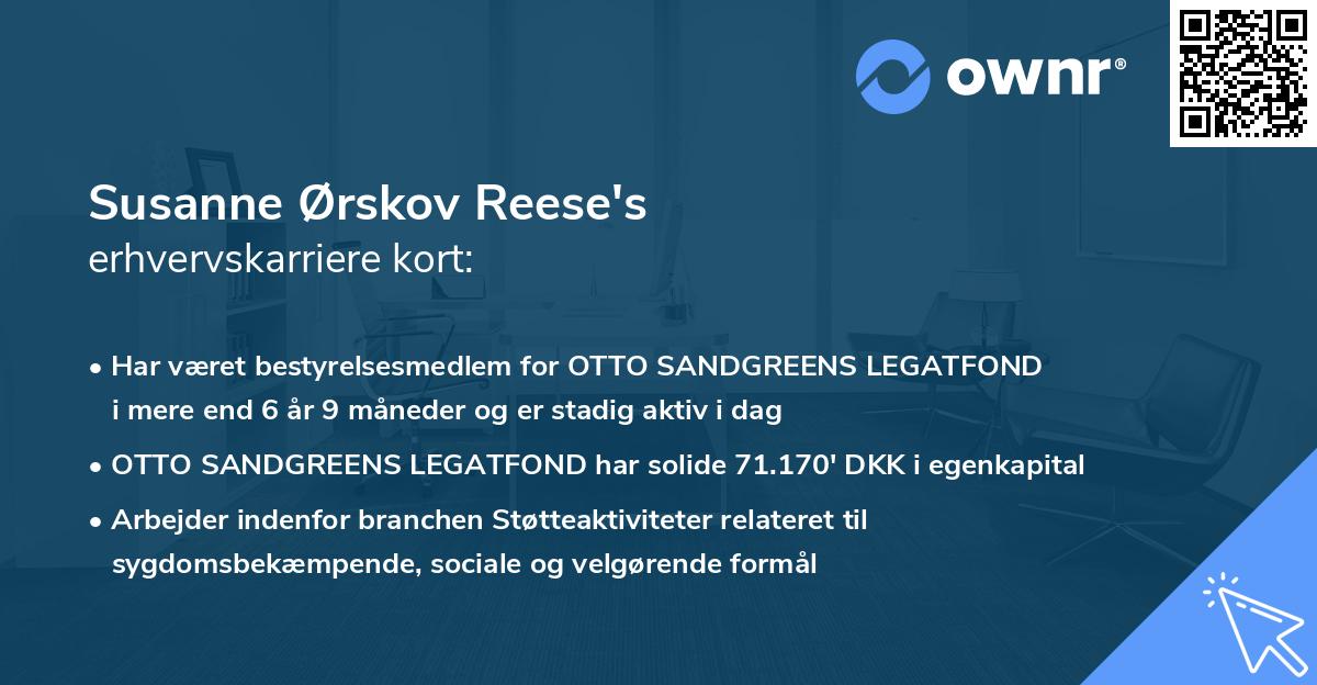 Susanne Ørskov Reese's erhvervskarriere kort