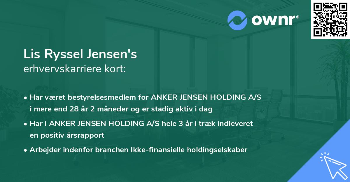 Lis Ryssel Jensen's erhvervskarriere kort