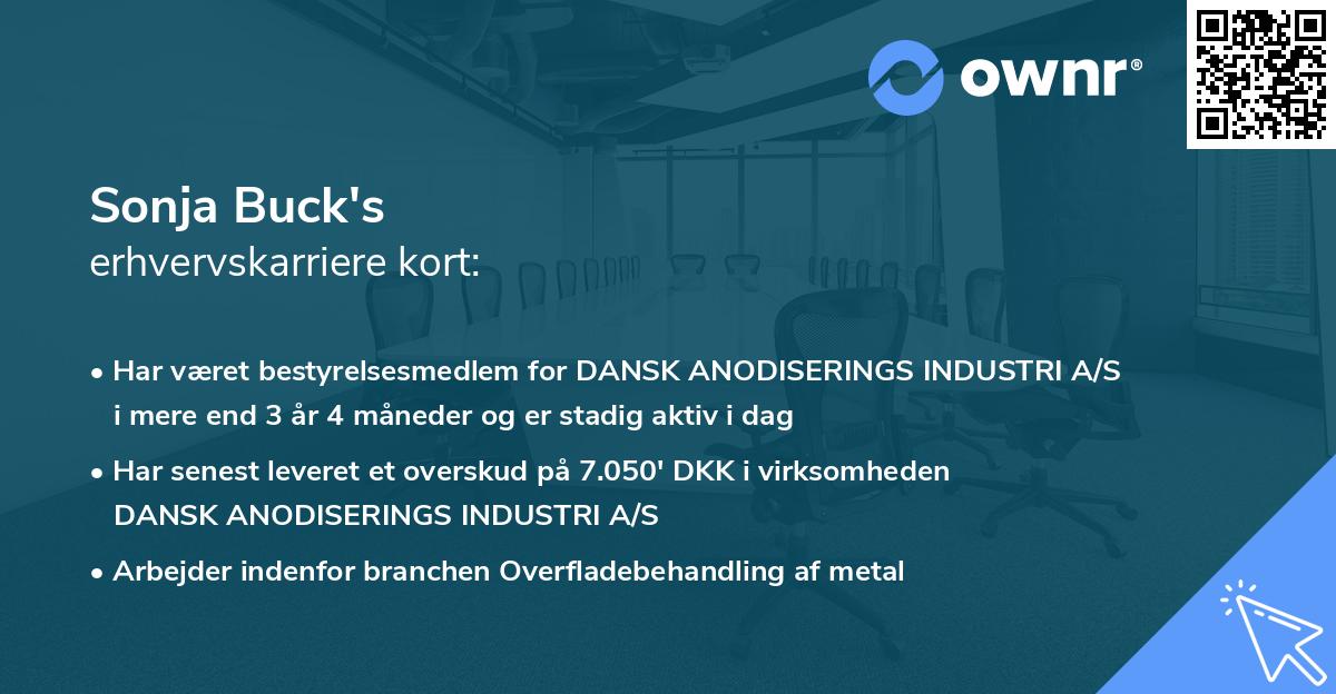 Sonja Buck's erhvervskarriere kort