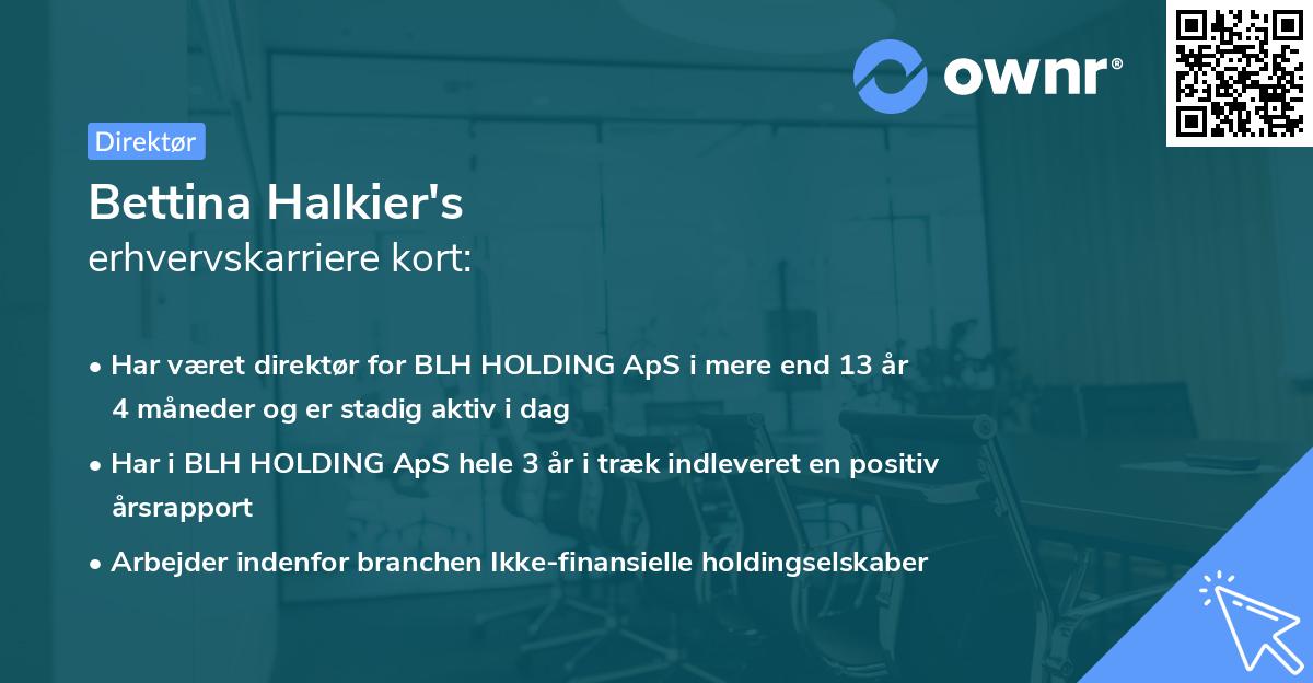 Bettina Halkier's erhvervskarriere kort