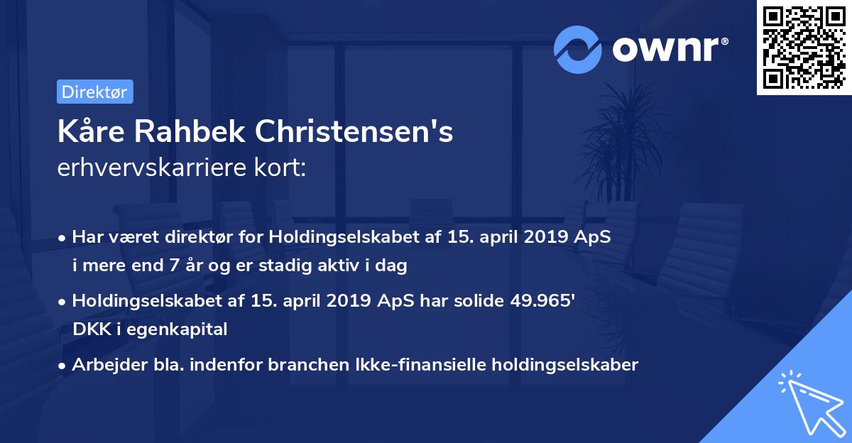 Kåre Rahbek Christensen's erhvervskarriere kort