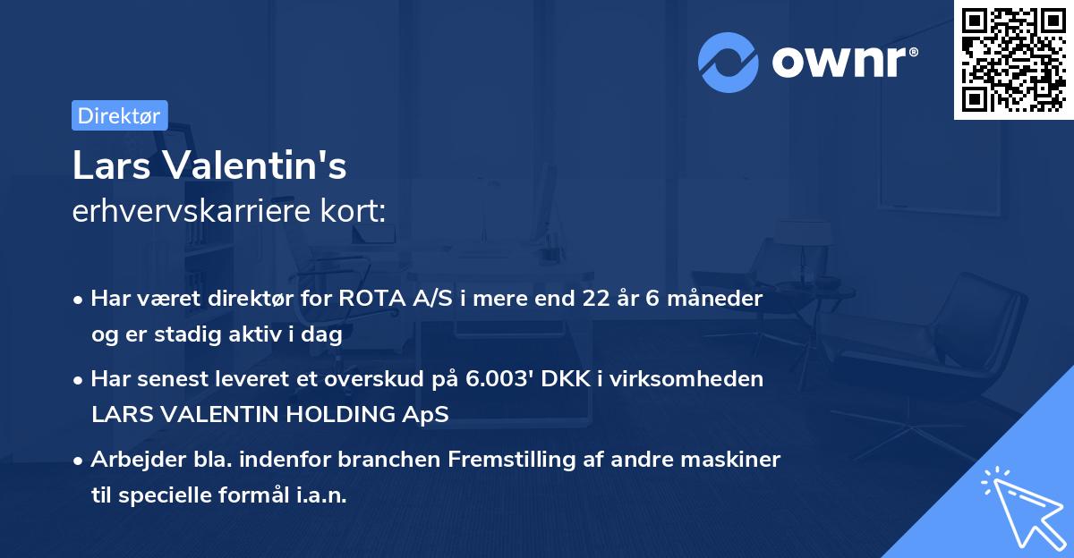 Lars Valentin's erhvervskarriere kort