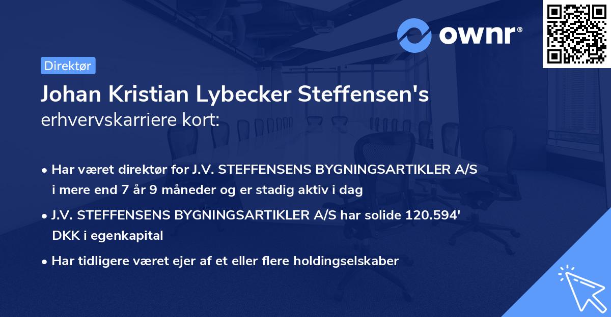 Johan Kristian Lybecker Steffensen's erhvervskarriere kort