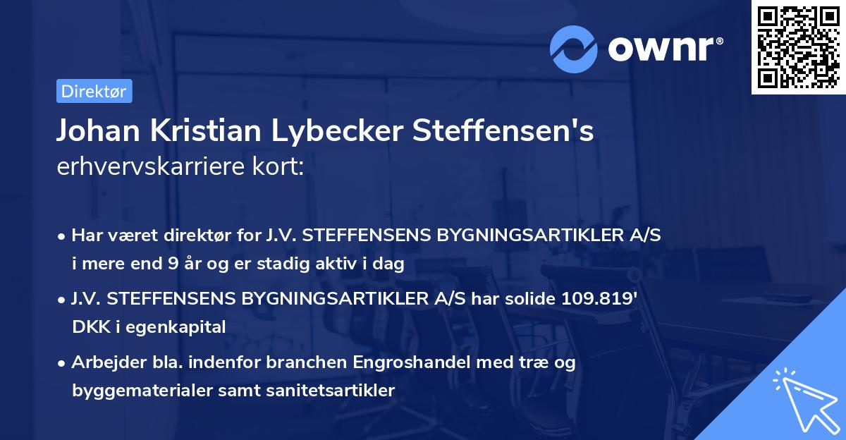 Johan Kristian Lybecker Steffensen's erhvervskarriere kort