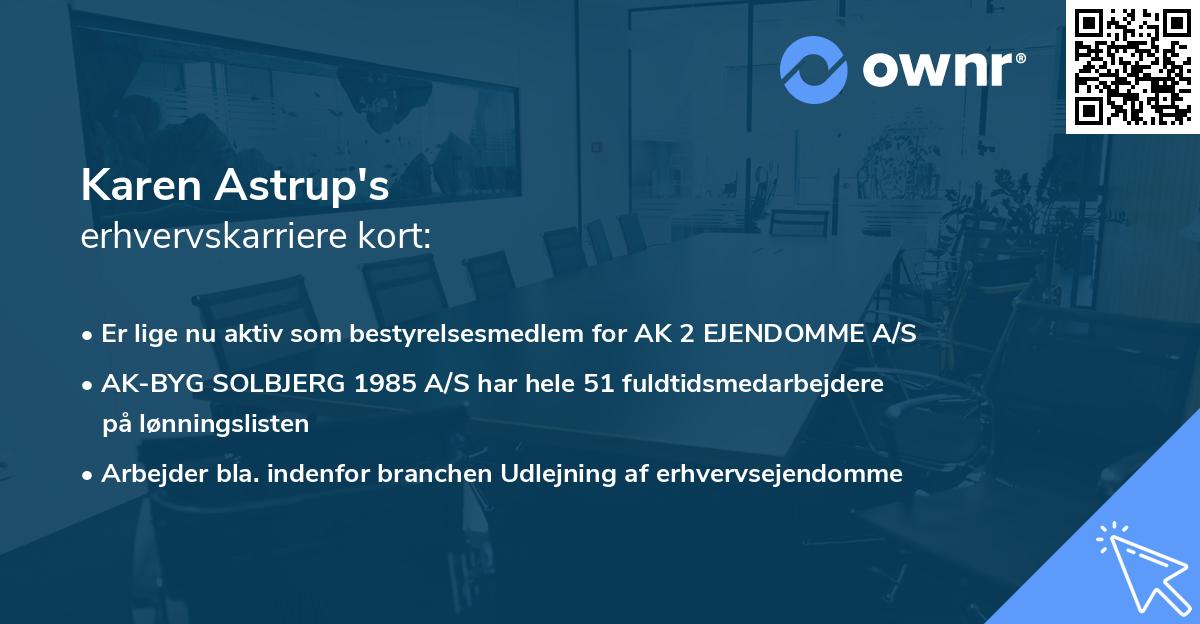 Karen Astrup's erhvervskarriere kort