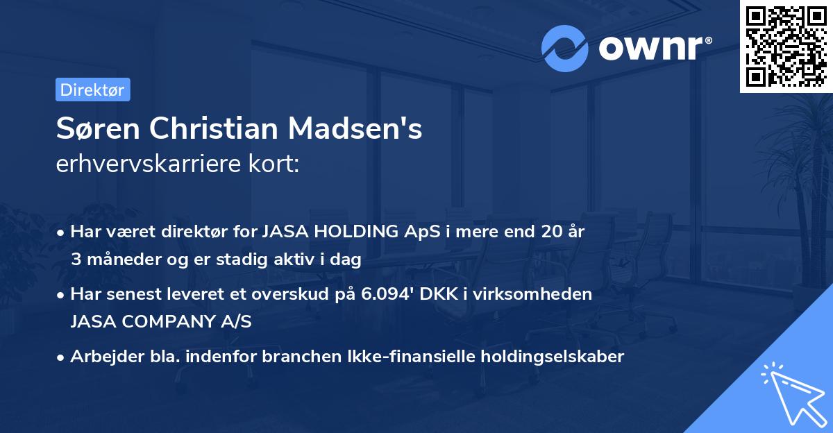 Søren Christian Madsen's erhvervskarriere kort