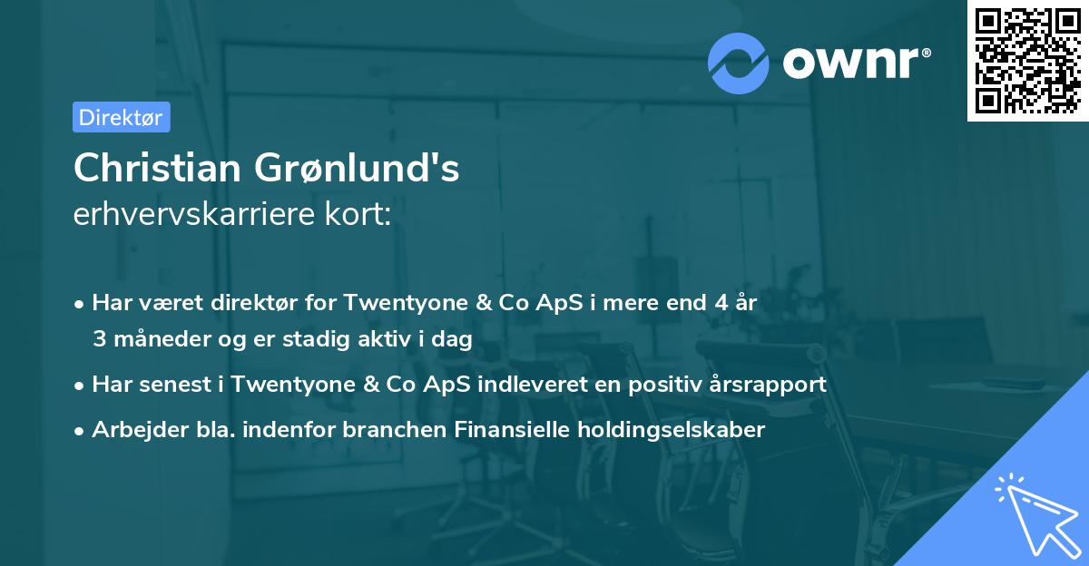 Christian Grønlund's erhvervskarriere kort