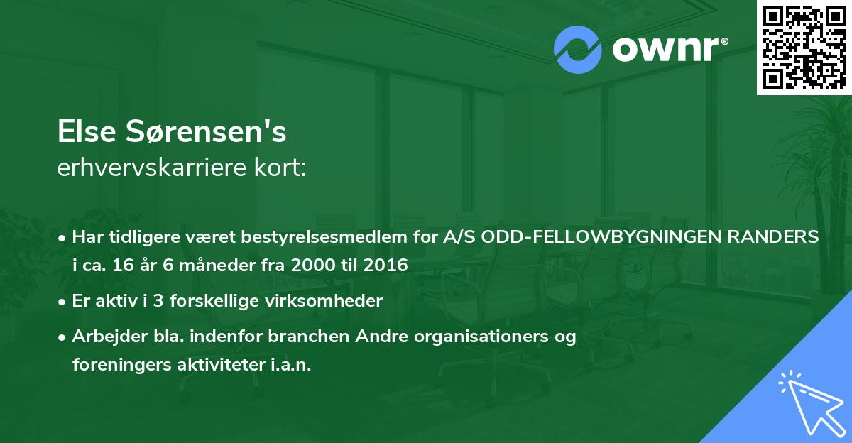 Else Sørensen's erhvervskarriere kort