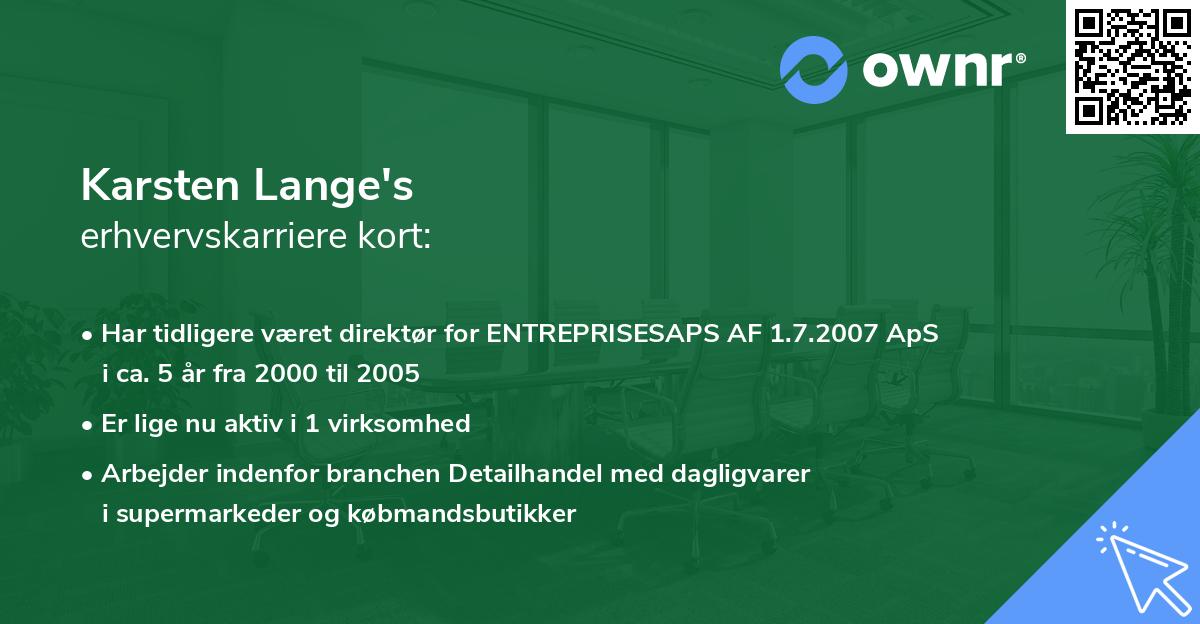 Karsten Lange's erhvervskarriere kort