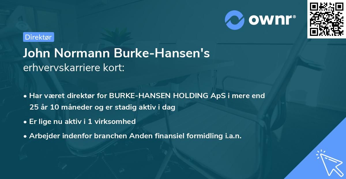 John Normann Burke-Hansen's erhvervskarriere kort