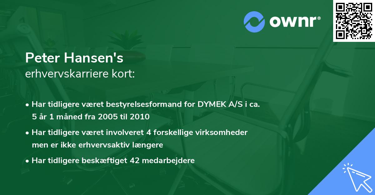 Peter Hansen's erhvervskarriere kort