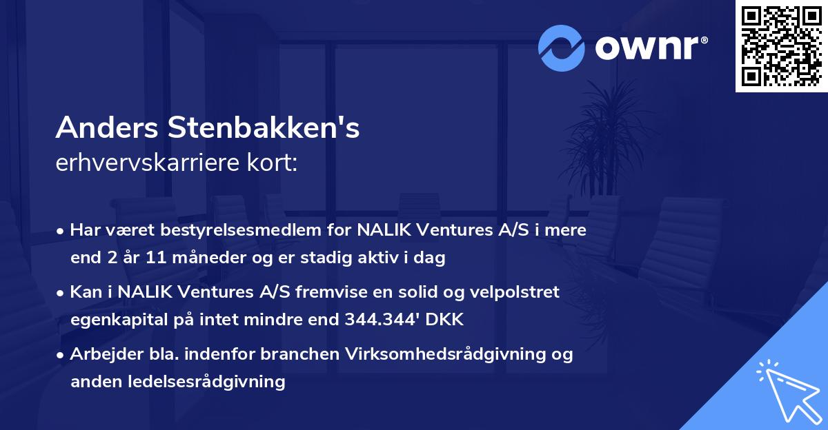 Anders Stenbakken's erhvervskarriere kort