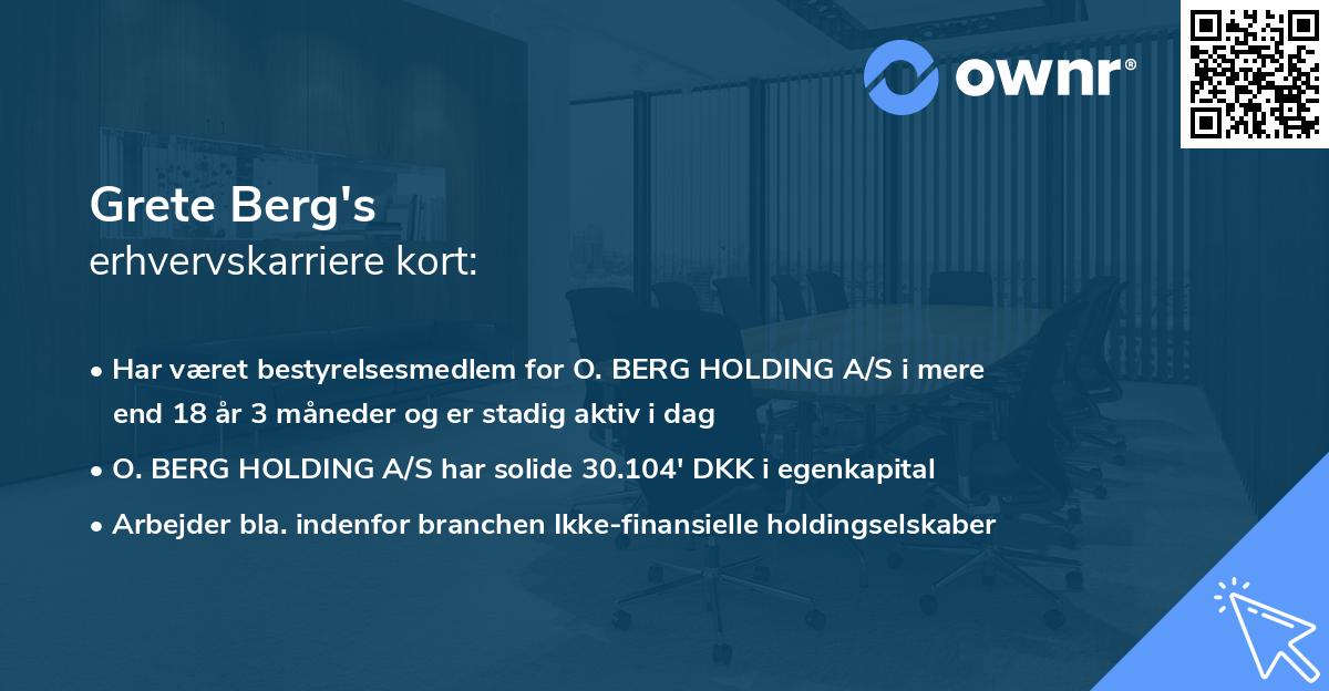 Grete Berg's erhvervskarriere kort