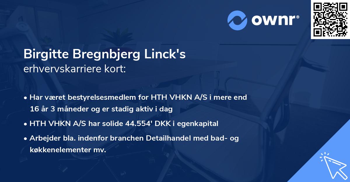 Birgitte Bregnbjerg Linck's erhvervskarriere kort