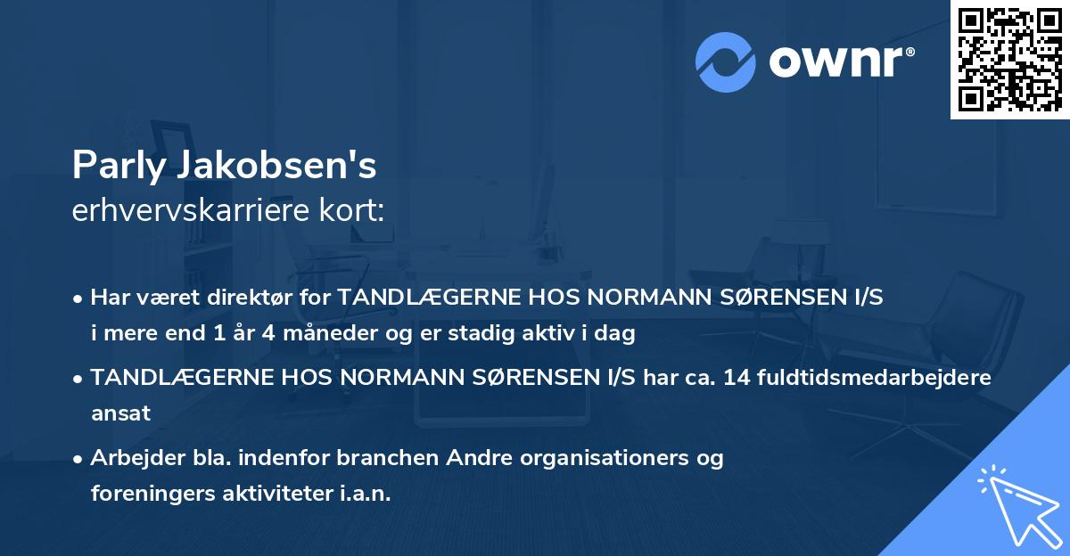 Parly Jakobsen's erhvervskarriere kort