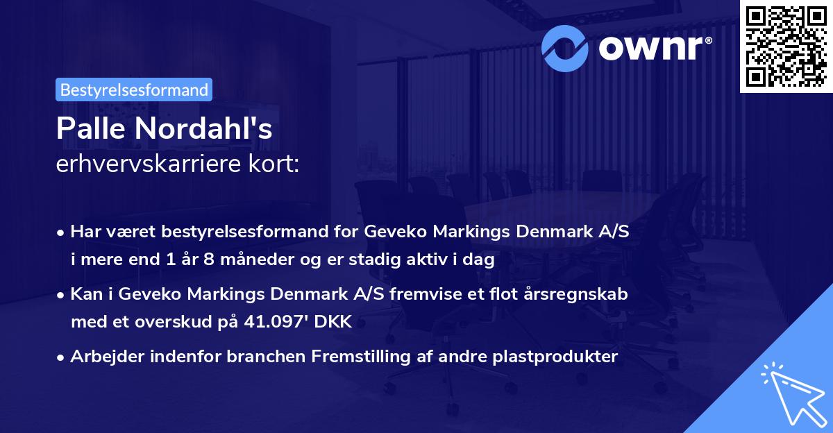 Palle Nordahl's erhvervskarriere kort