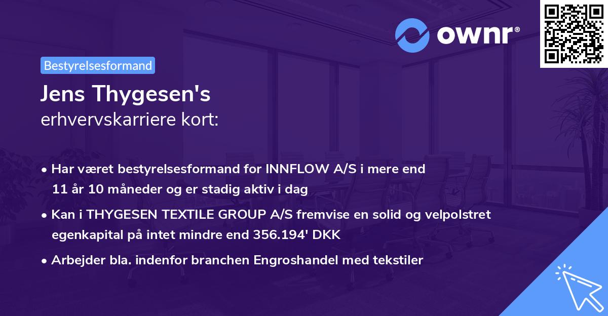 Jens Thygesen's erhvervskarriere kort