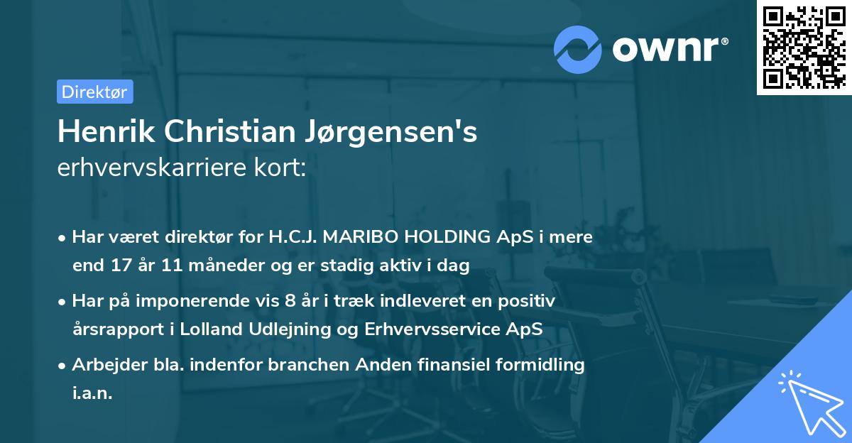 Henrik Christian Jørgensen's erhvervskarriere kort