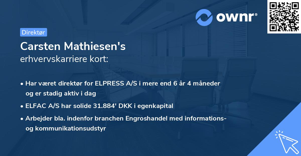 Carsten Mathiesen's erhvervskarriere kort