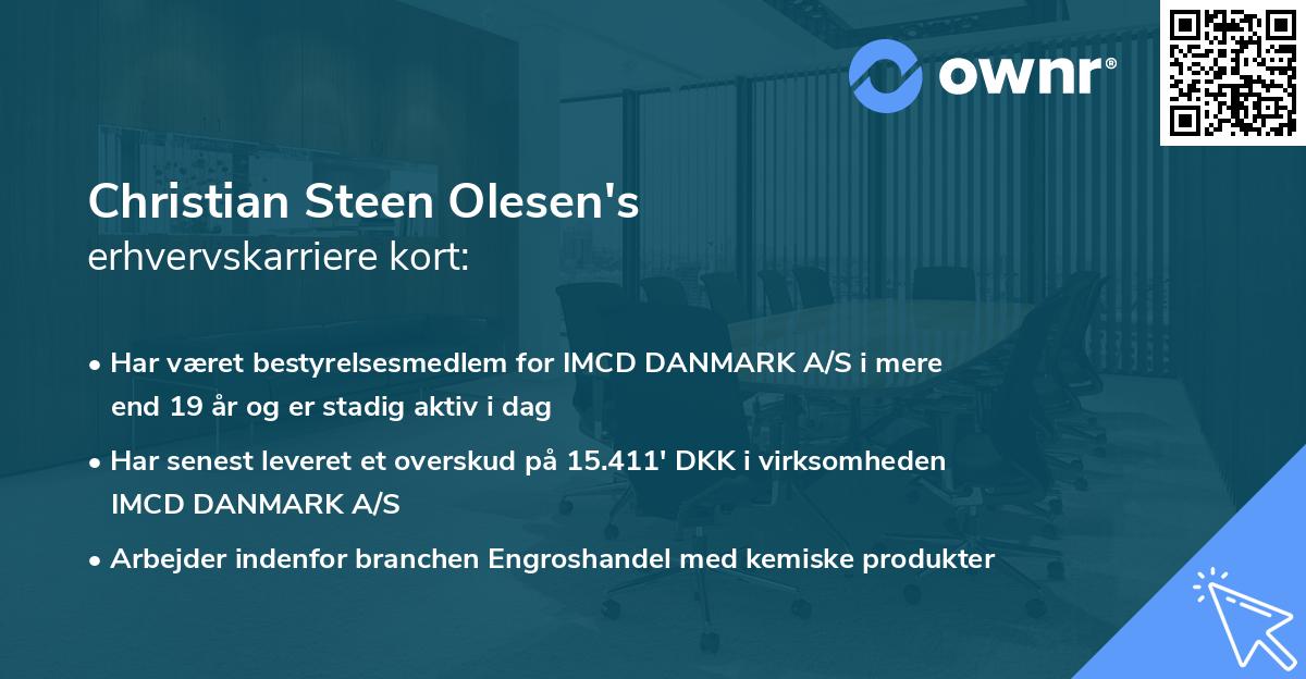Christian Steen Olesen's erhvervskarriere kort