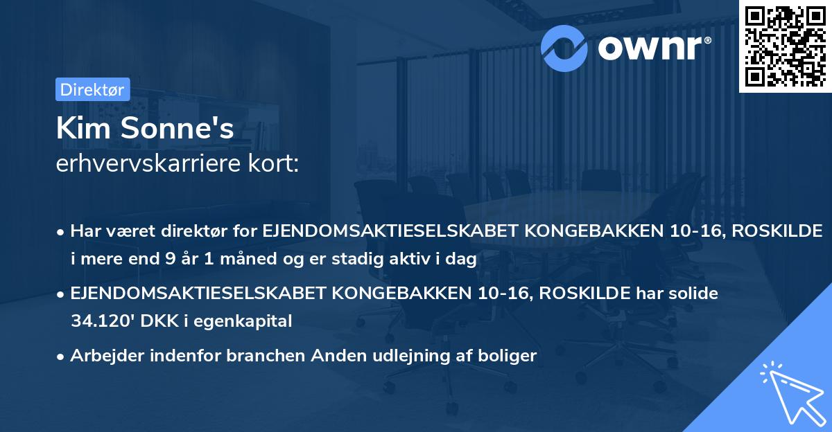 Kim Sonne's erhvervskarriere kort