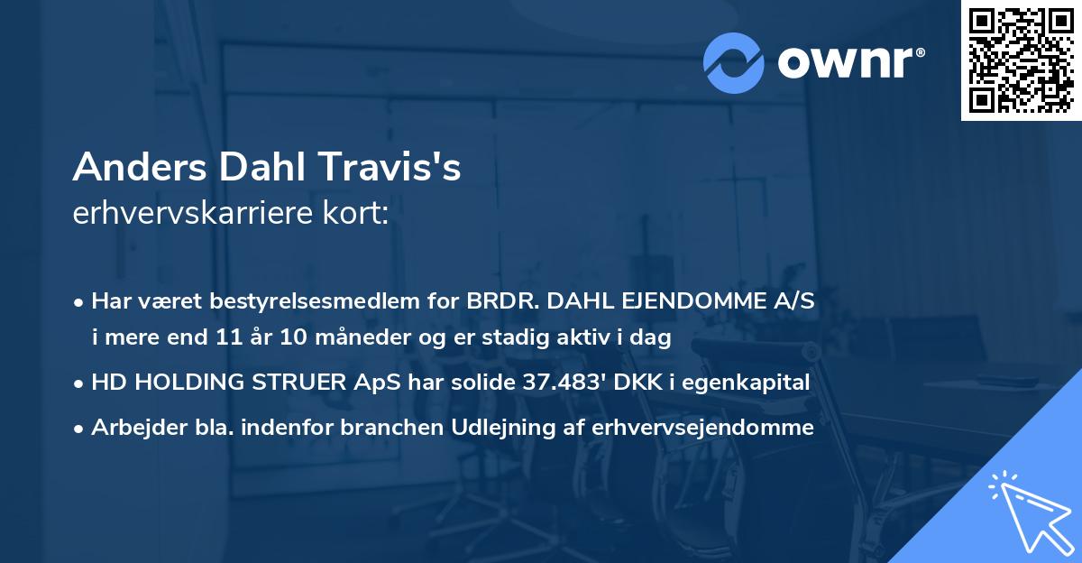 Anders Dahl Travis's erhvervskarriere kort