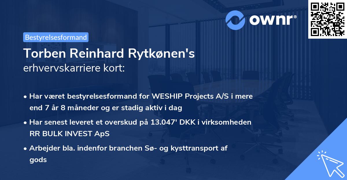 Torben Reinhard Rytkønen's erhvervskarriere kort