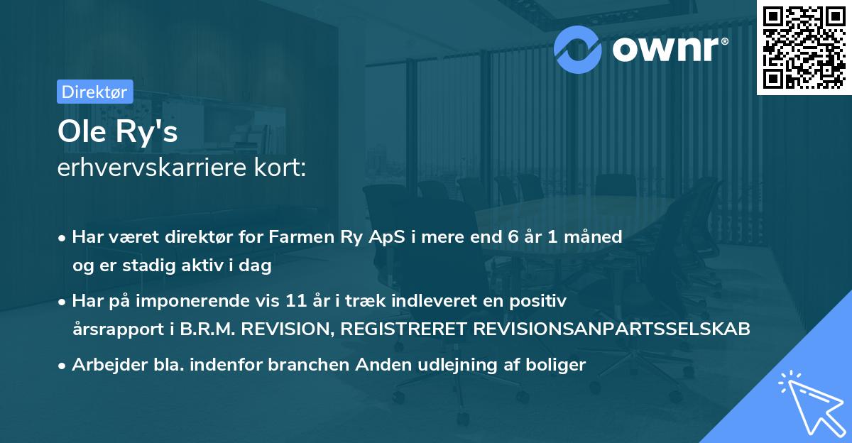 Ole Ry's erhvervskarriere kort