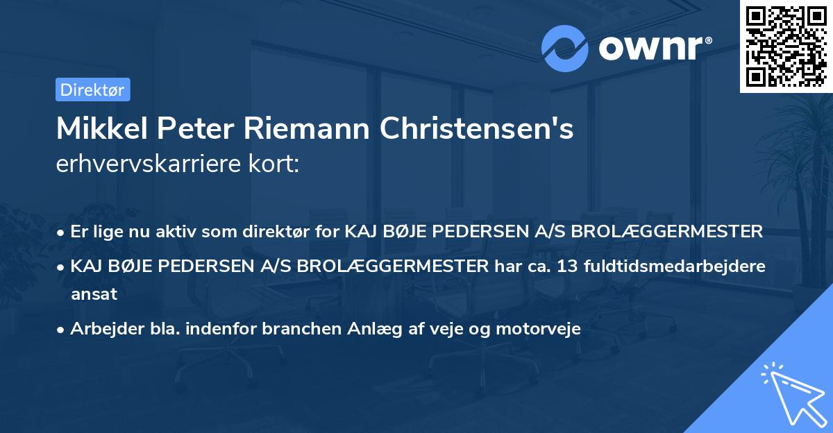Mikkel Peter Riemann Christensen's erhvervskarriere kort