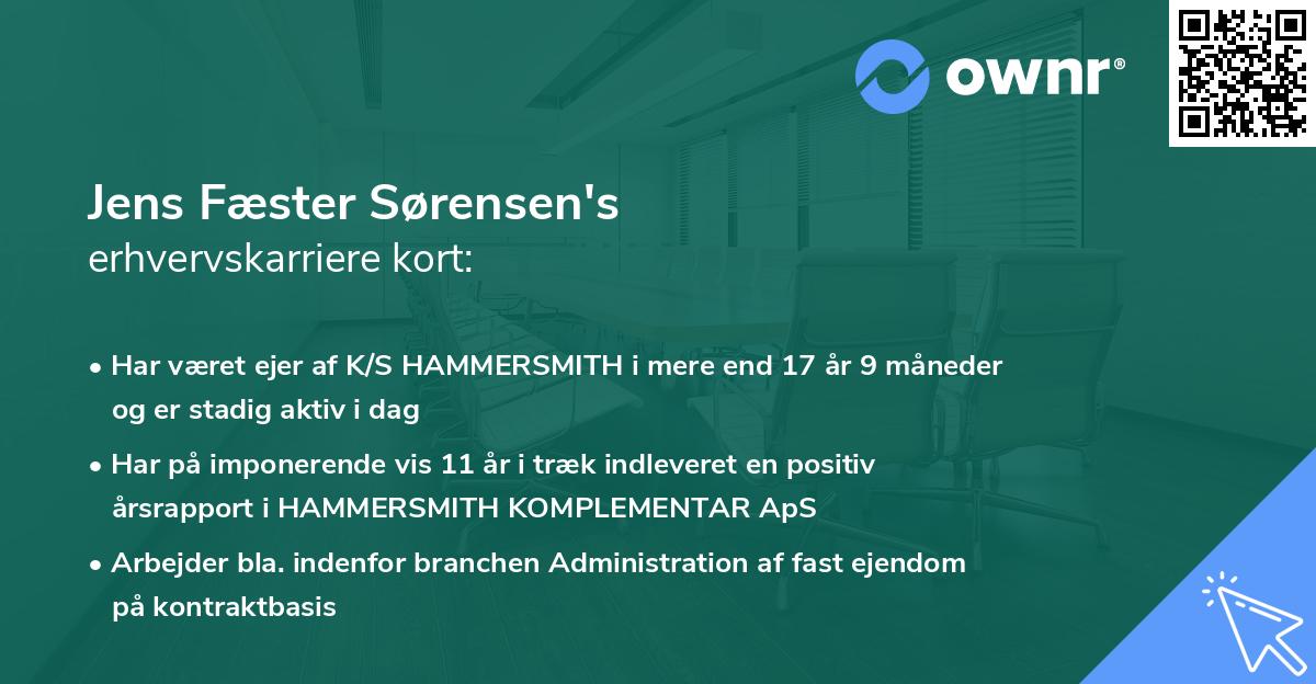 Jens Fæster Sørensen's erhvervskarriere kort