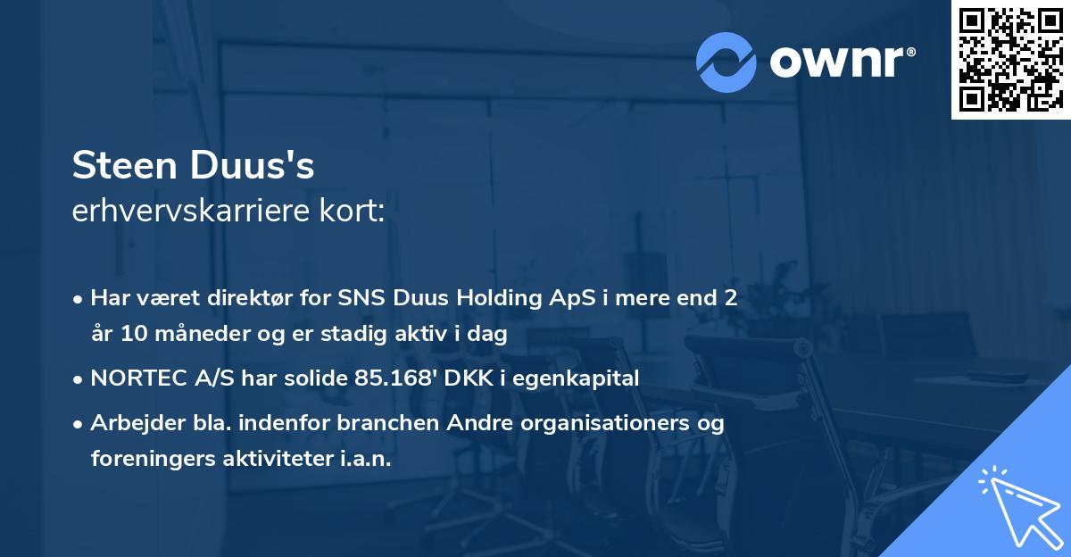 Steen Duus's erhvervskarriere kort