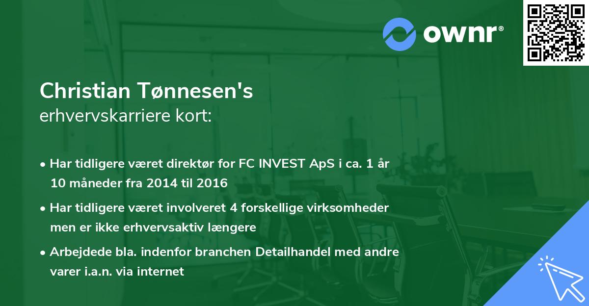 Christian Tønnesen's erhvervskarriere kort