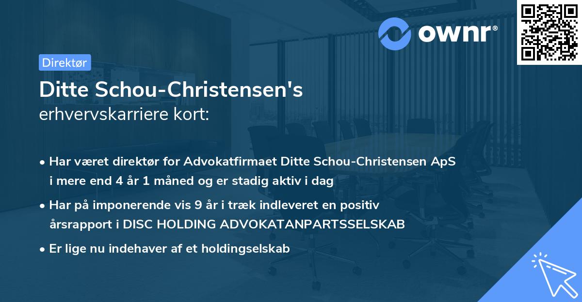 Ditte Schou-Christensen's erhvervskarriere kort