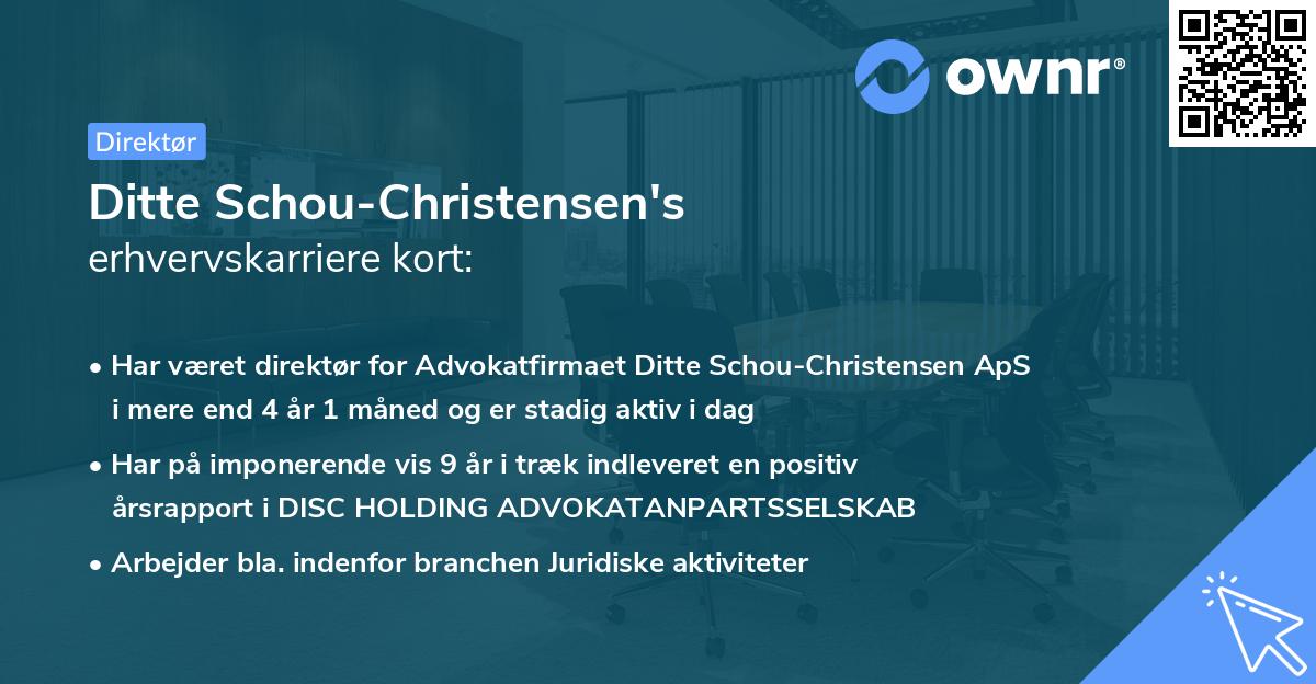 Ditte Schou-Christensen's erhvervskarriere kort