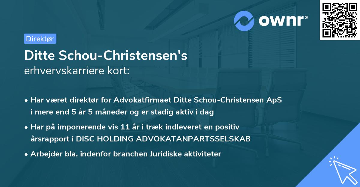 Ditte Schou-Christensen's erhvervskarriere kort