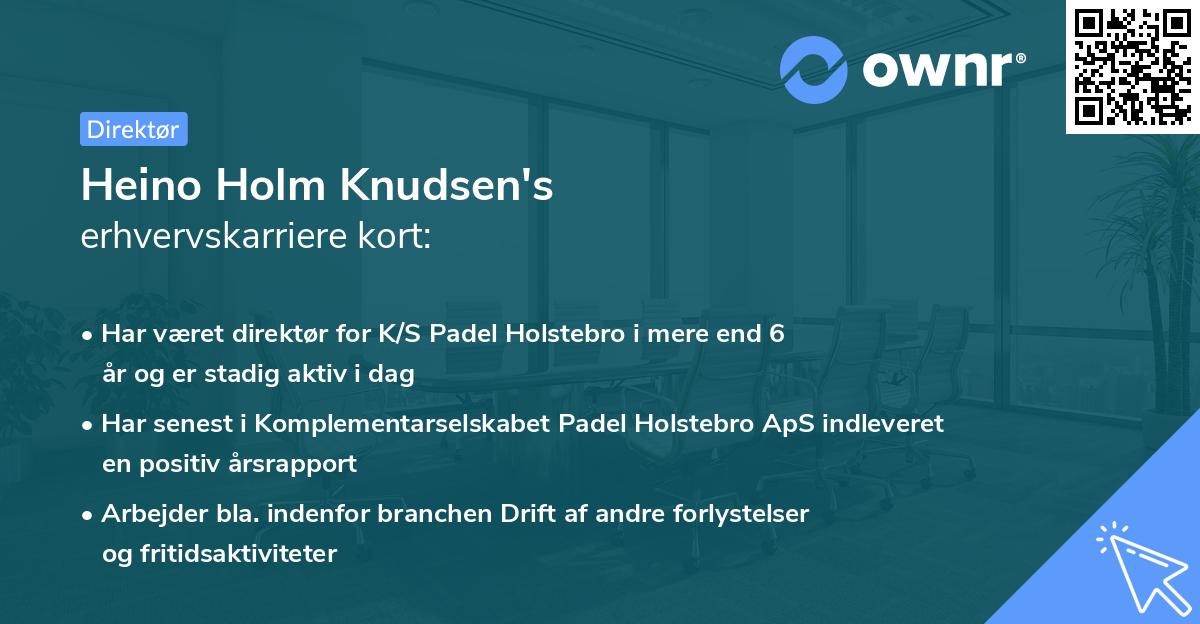 Heino Holm Knudsen's erhvervskarriere kort