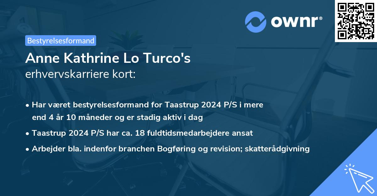 Anne Kathrine Lo Turco's erhvervskarriere kort