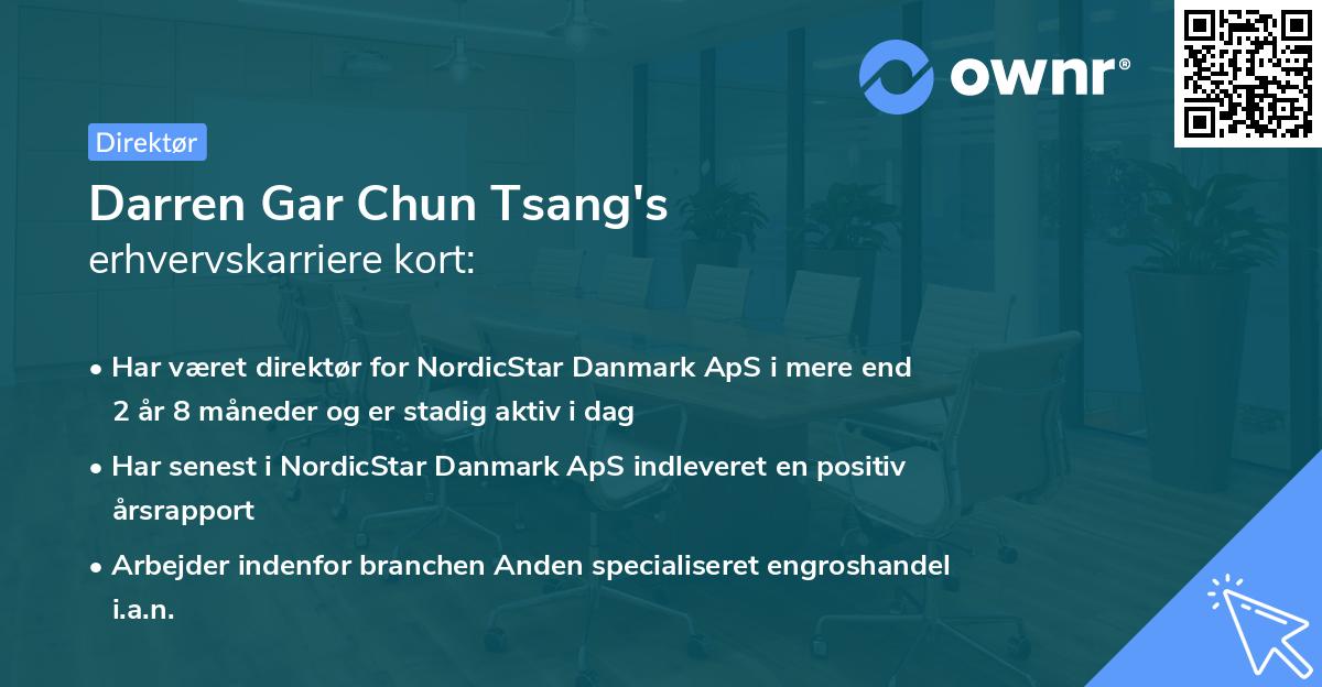 Darren Gar Chun Tsang's erhvervskarriere kort
